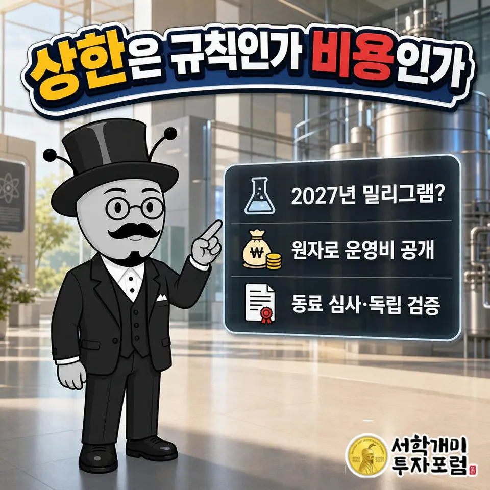 2027년 밀리그램 단위 달성 여부와 그 공정의 운영비 공개 여부