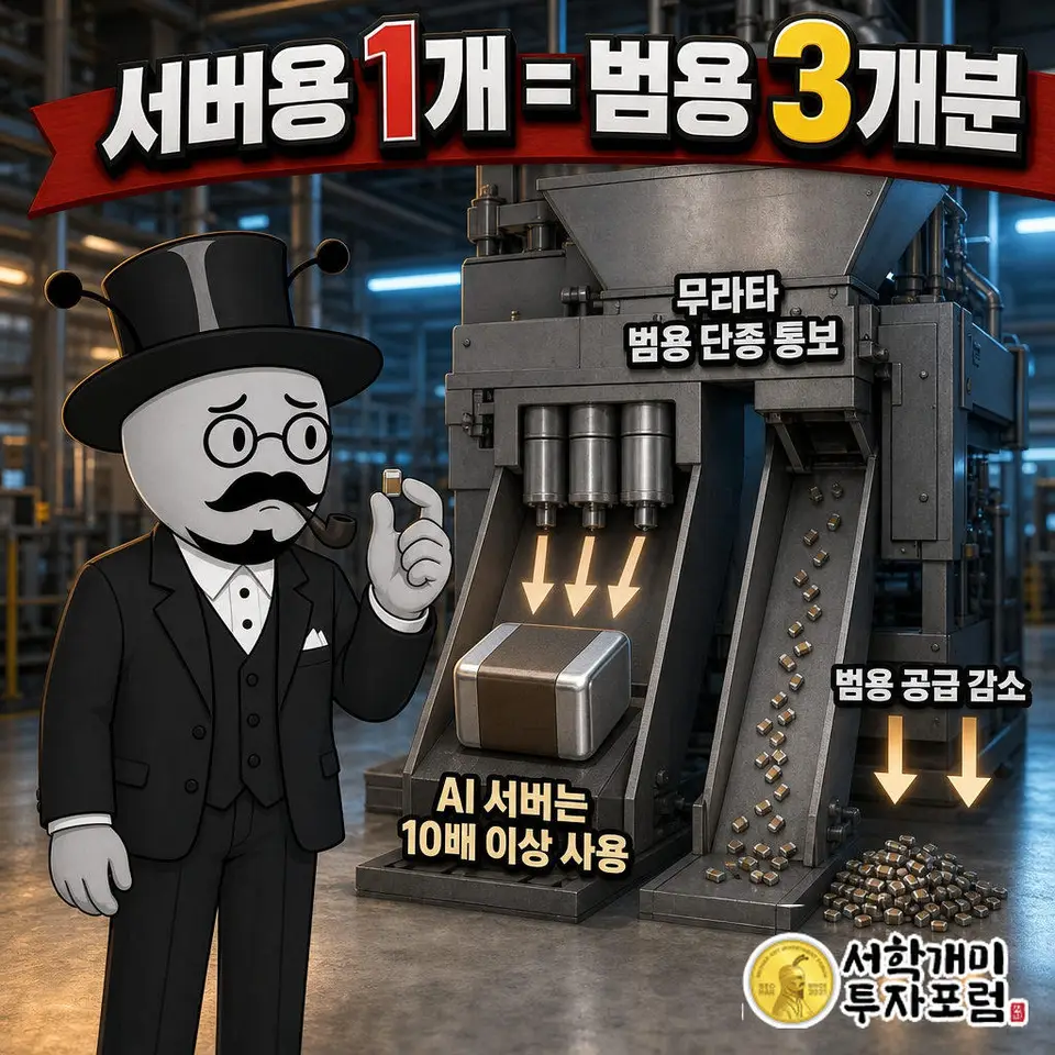서버용 MLCC 1개를 만들려면 범용 MLCC 3개를 만들 설비 능력이 들어간다