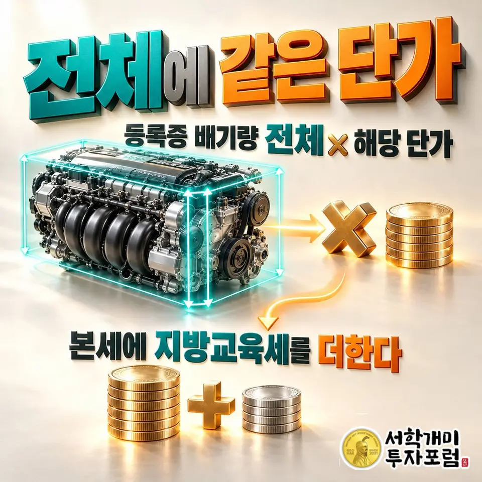 자동차세 계산기 — 전체에 같은 단가 도판
