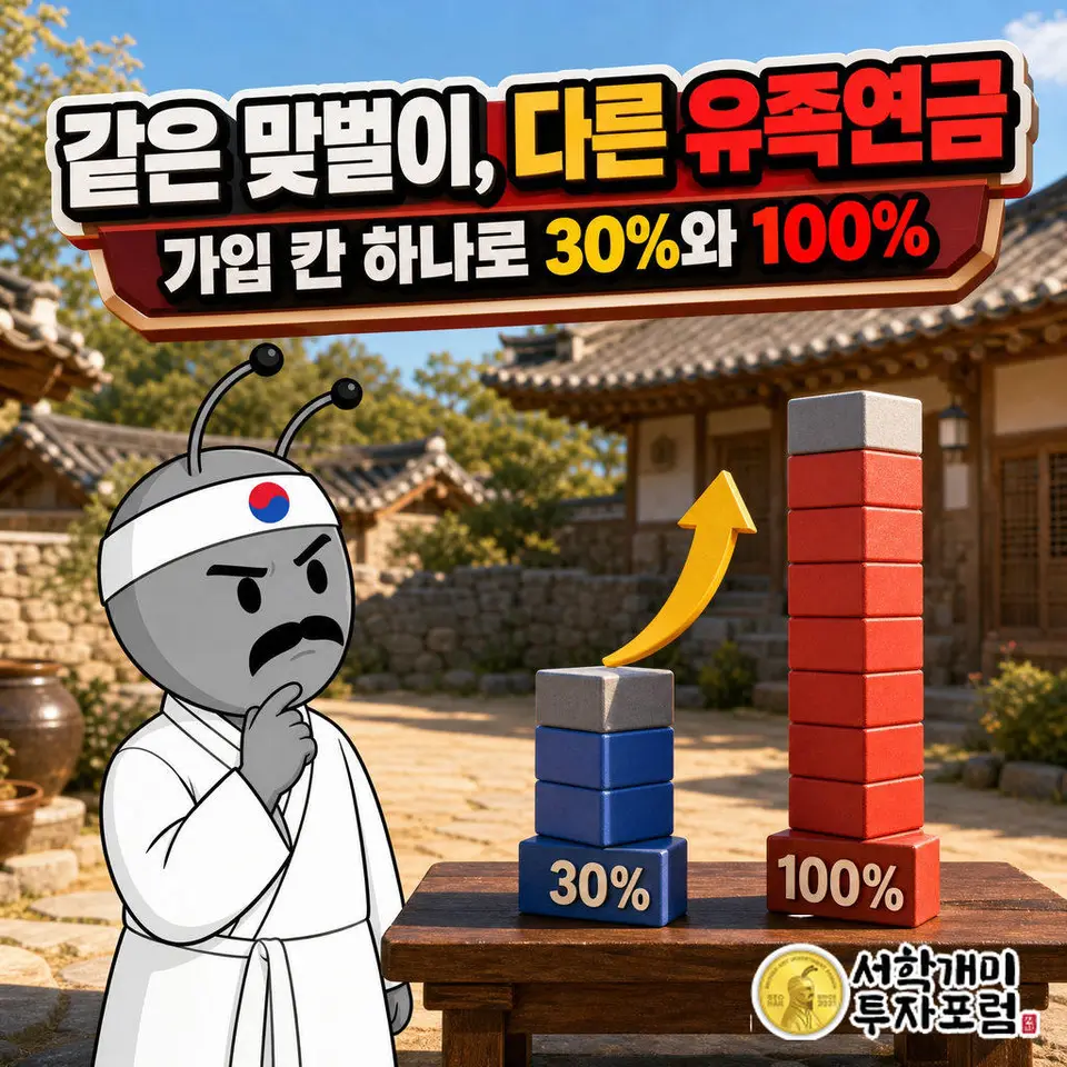 국민연금 유족연금 30%, 배우자가 공무원연금이면 100%