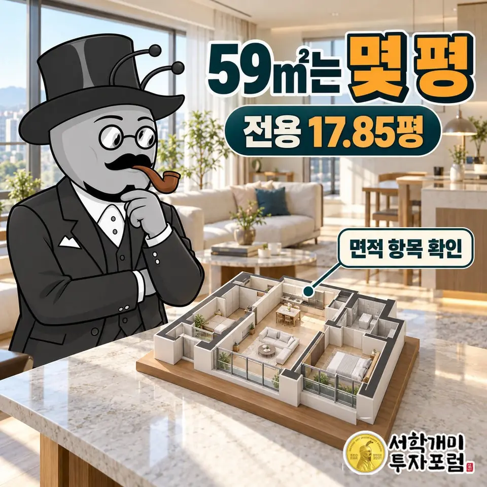 전용면적 59㎡는 몇 평인가요? 17.85평과 25평형의 차이