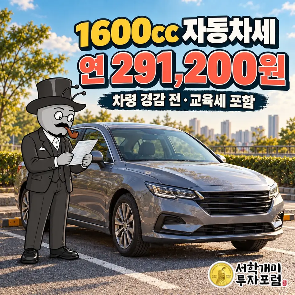 1600cc 자동차세는 1년에 얼마? 교육세 포함 291,200원