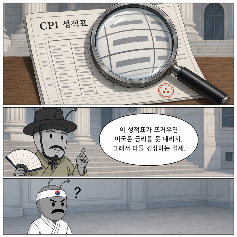 개미백과 1화 4페이지 - CPI 성적표와 금리의 관계