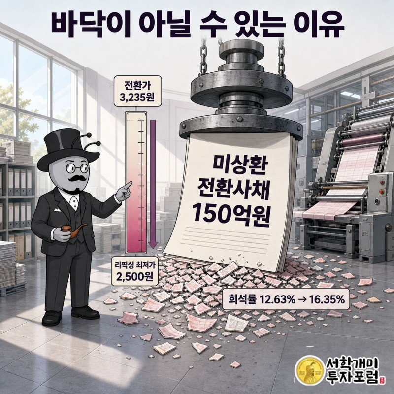 전환사채 전환가 3,235원과 리픽싱 최저가 2,500원