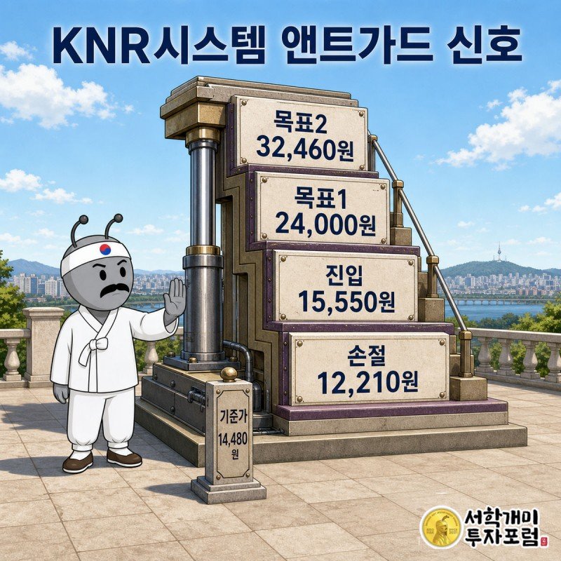 진입 15,550원, 손절 12,210원, 목표1 24,000원, 목표2 32,460원이 계단형으로 배치된 앤트가드 시그널 네 숫자
