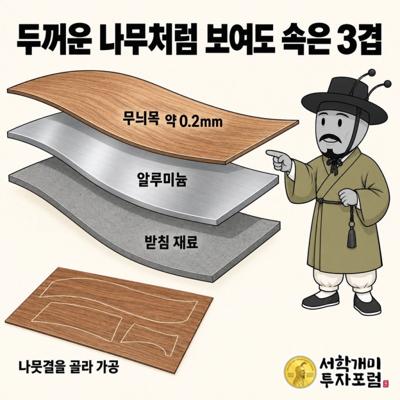 야마하 — 두꺼운 나무처럼 보여도 속은 3겹 도판