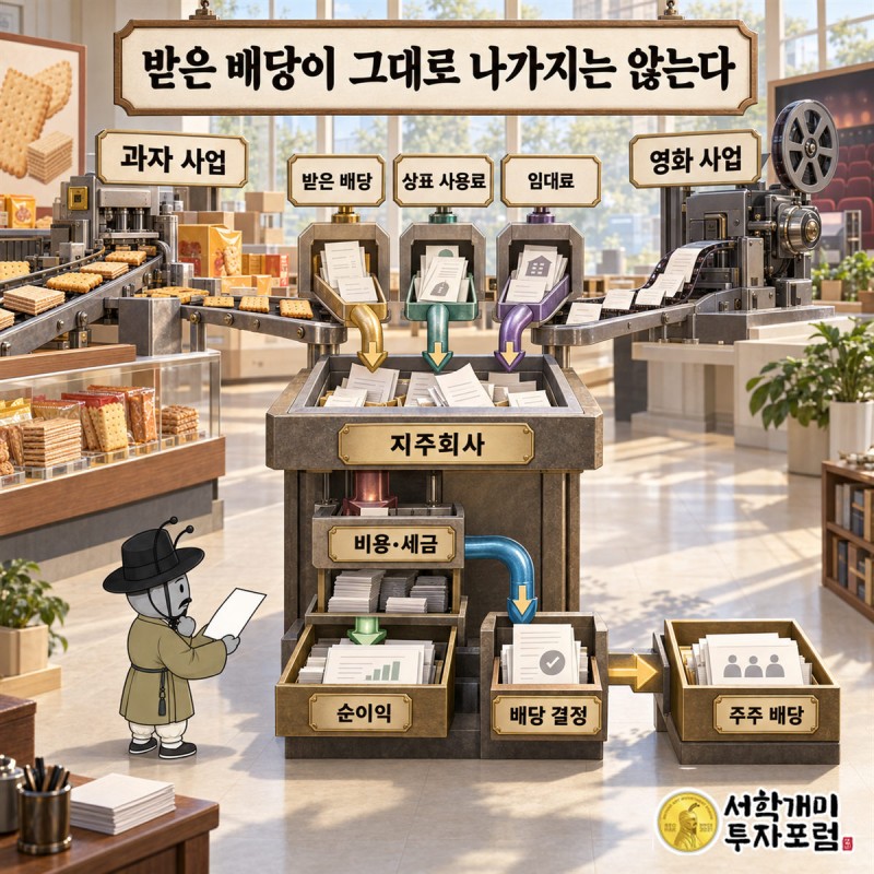 오리온홀딩스 — 받은 배당이 그대로 나가지는 않는다 도판
