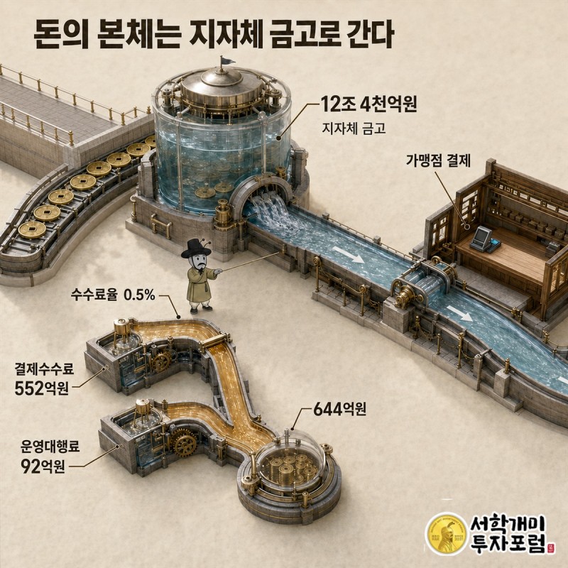 3,000원 결제부터 지자체 금고·644억원까지 돈의 본체가 흐르는 길 전체 디오라마 도판