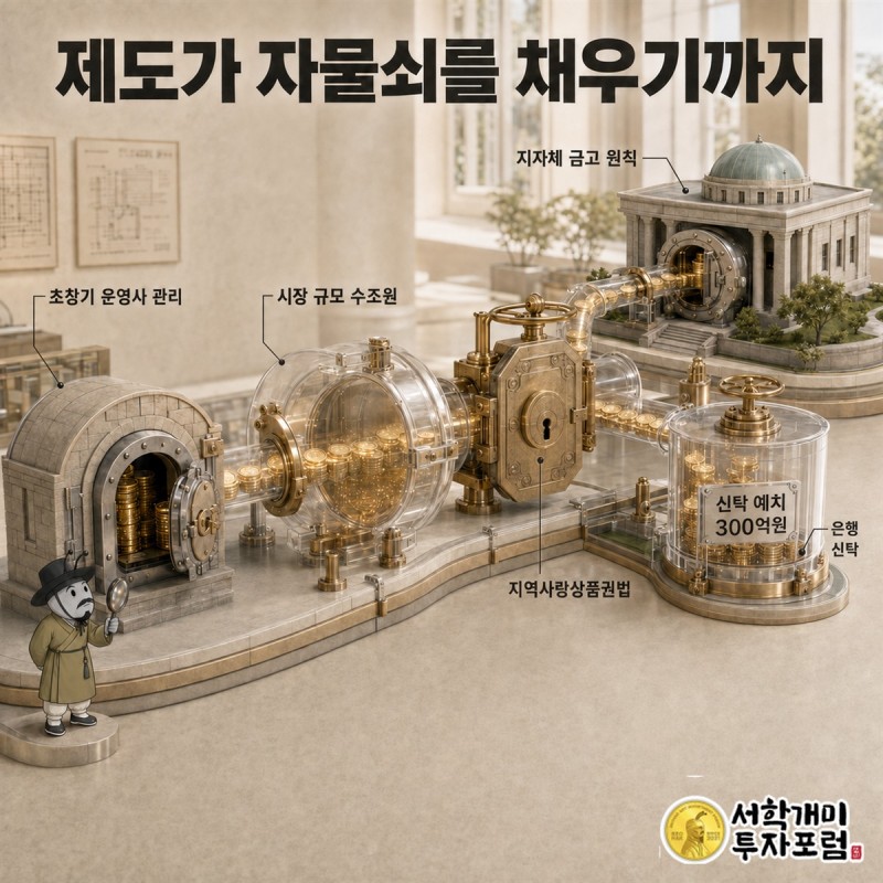 운영사가 충전금을 관리하던 초창기 제도에서 지자체 금고·은행 신탁 원칙으로 바뀐 제도 변화 연대기 도판