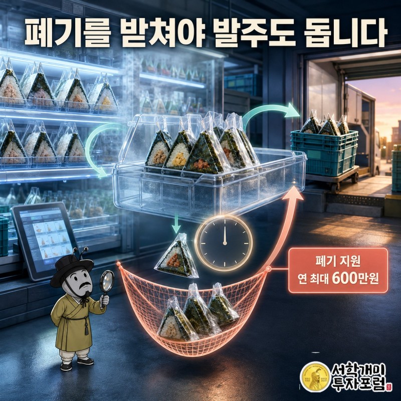 폐기 그물과 시계 — 폐기 부담과 발주가 맞물리는 구조(지원 연 최대 600만원) 도판