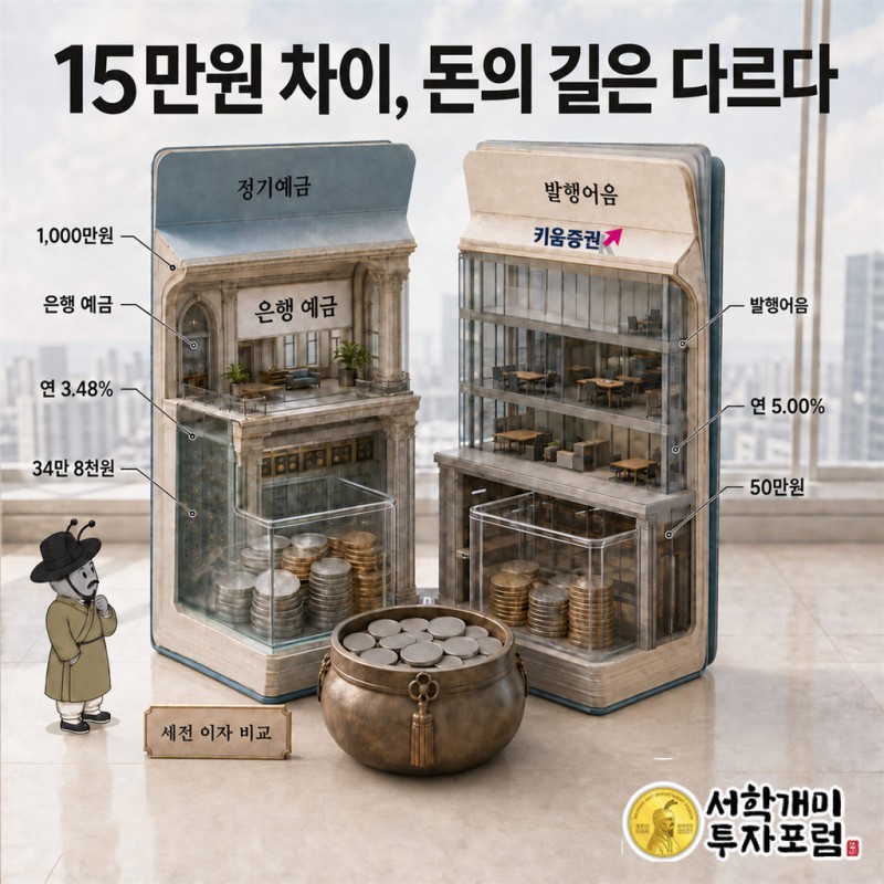 키움증권 발행어음 커버 — 15만원 차이, 돈의 길은 다르다