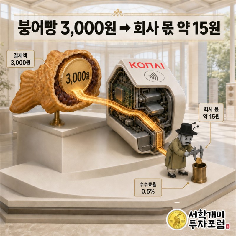 코나아이 커버 — 붕어빵 3,000원에서 회사 몫 약 15원
