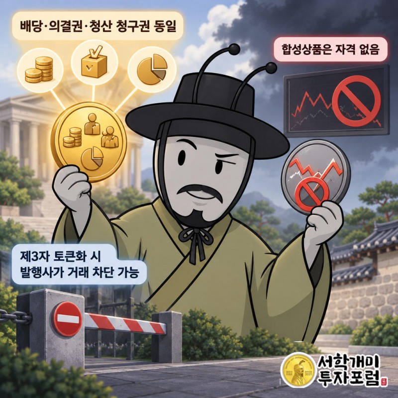 혁신 면제 대상 토큰은 원주식과 같은 배당·의결권·청산 때 잔여재산 청구권을 가져야 한다