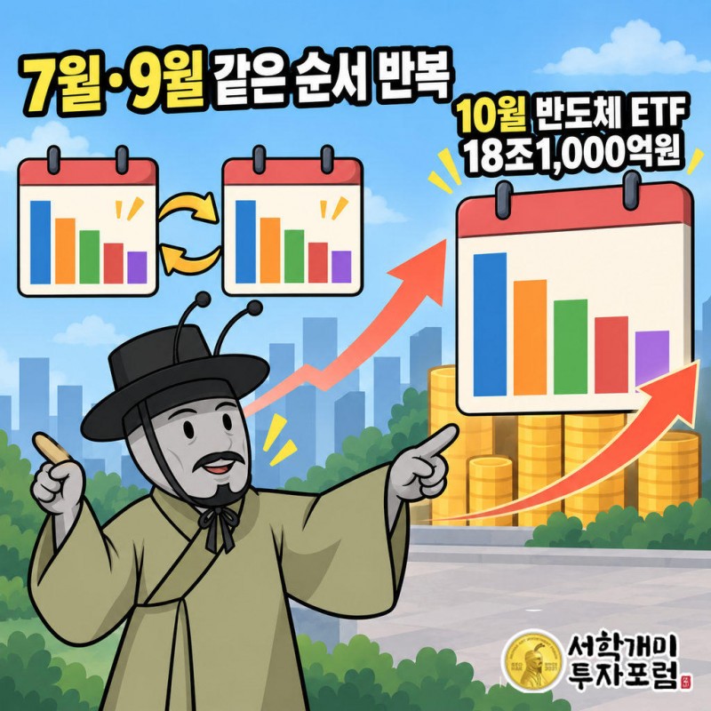 7월 중순 같은 다섯 ETF가 거의 같은 순서로 1주 수익률 상위에 섬(SOL 반도체전공정 29.11% 등)