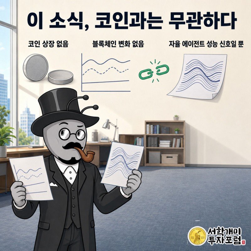 코인 시세 차트와 수학 증명 논문을 양손 저울처럼 들고 의심스러운 표정을 짓는 부자개미.