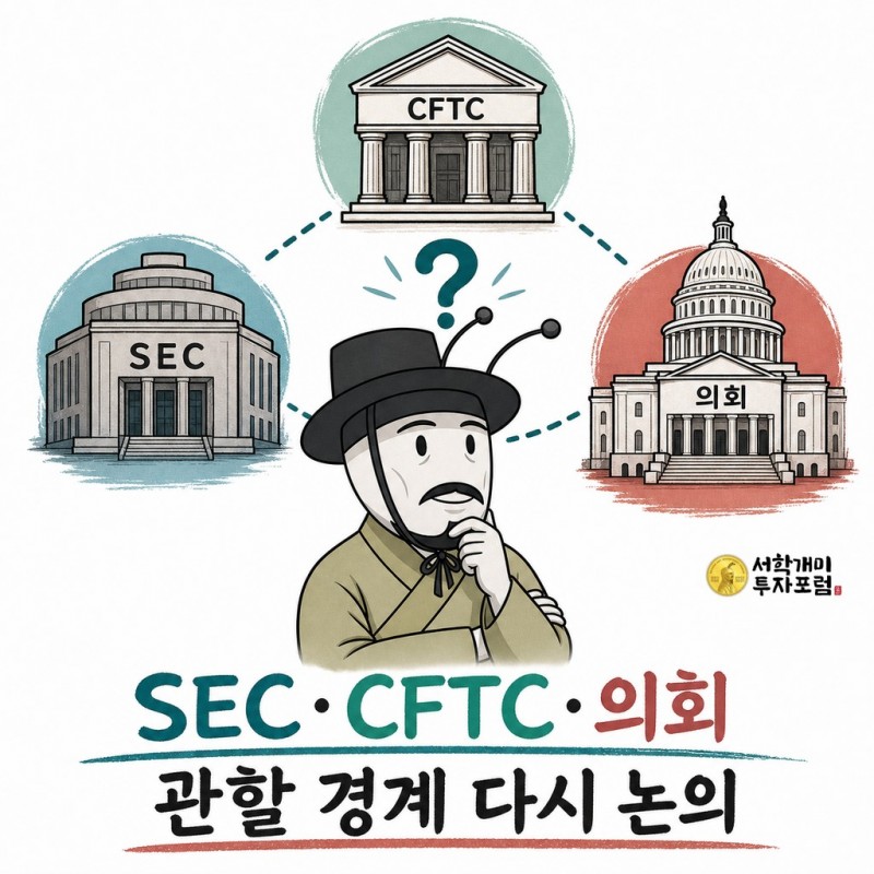 SEC CFTC 의회의 가상자산 관할을 비교하는 양반개미