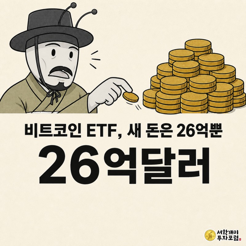 놀란 표정의 개미가 대부분 이미 보유한 코인인 금화 더미 앞에서 새로 들어온 돈이 아주 적다는 사실에 당황하는 모습을 클로즈업으로 그린 장면
