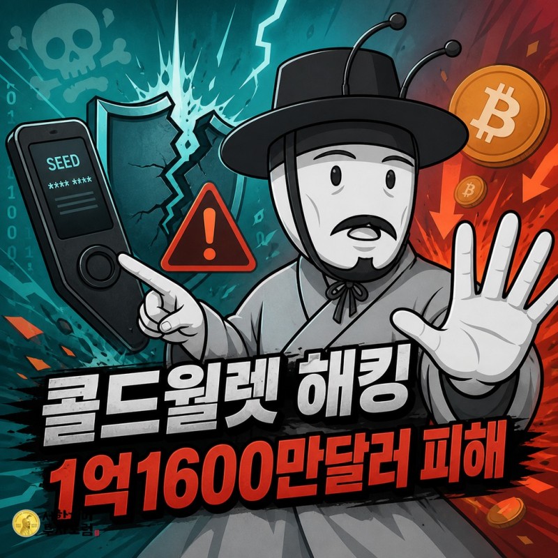 콜드월렛 해킹으로 1억1600만달러 피해가 발생한 상황을 설명하는 양반개미 기자