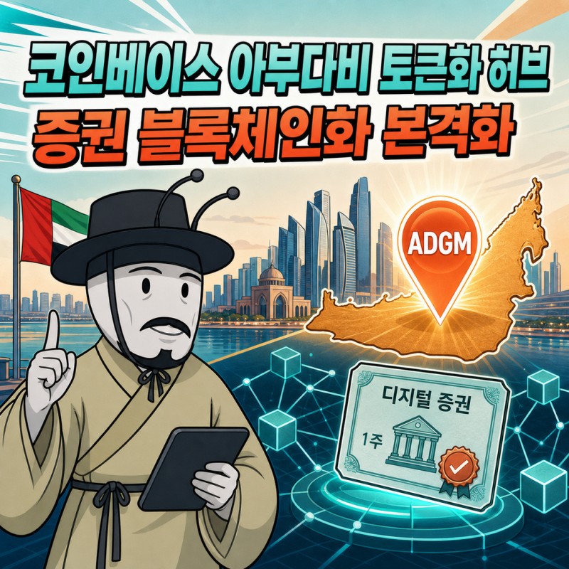 코인베이스의 아부다비 토큰화 허브와 증권 블록체인화를 설명하는 양반개미 기자