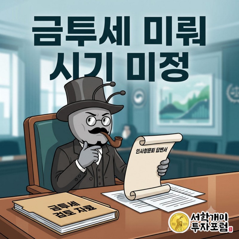 이형일 후보자는 금투세 도입을 왜 미뤘나 를 설명하는 인포그래픽