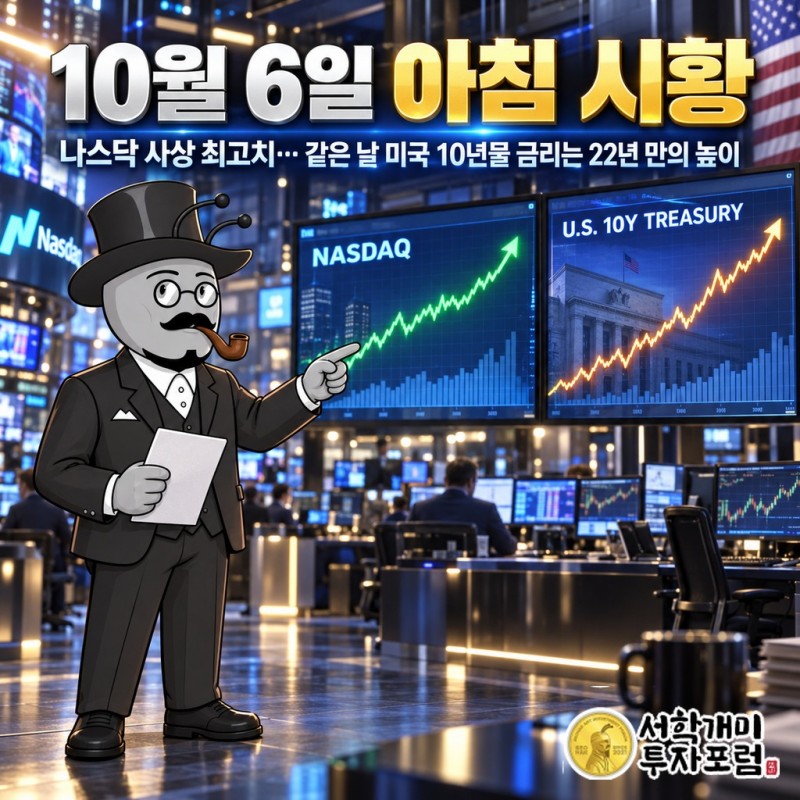 미국 10년물 금리 22년 만의 최고치와 나스닥 사상 최고치가 같은 날 나란히 선 장면
