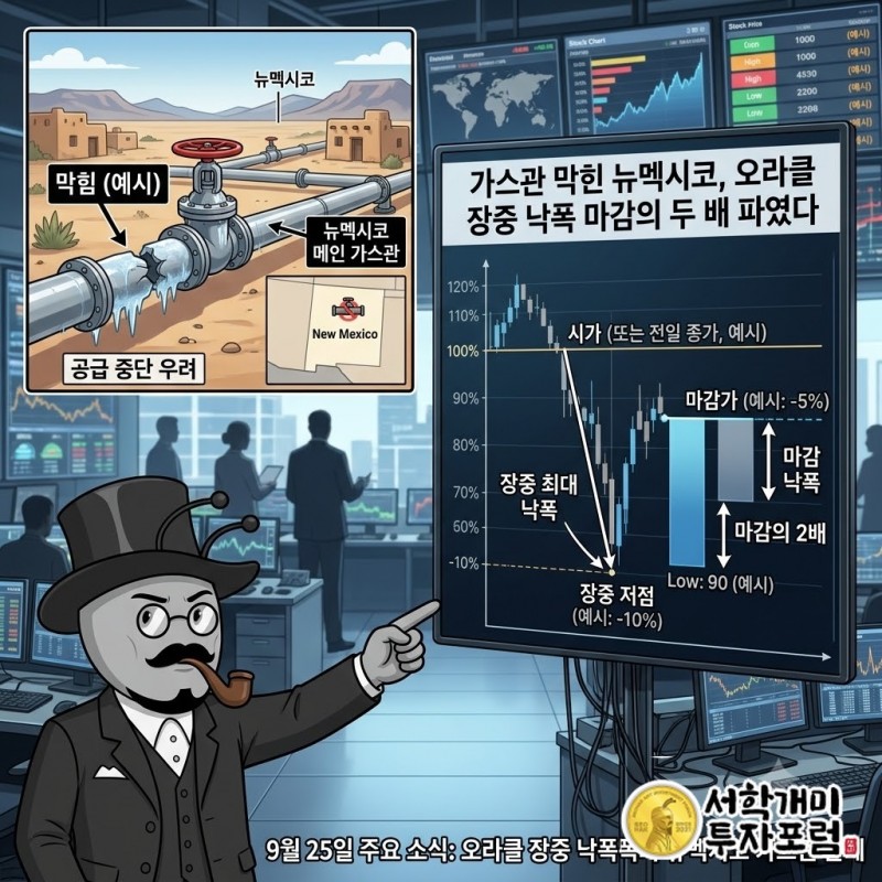 가스관이 막힌 뉴멕시코, 오라클 장중 낙폭은 마감의 두 배까지 파였다