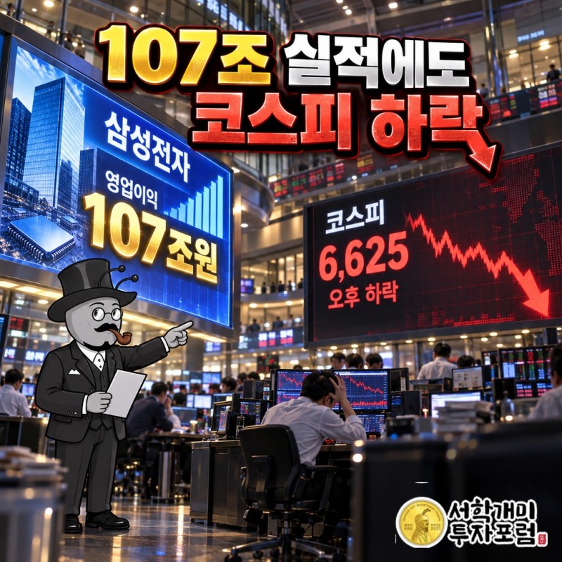 삼성전자 영업이익 107조원이 찍힌 날, 코스피는 오후에 6,625까지 미끄러졌다