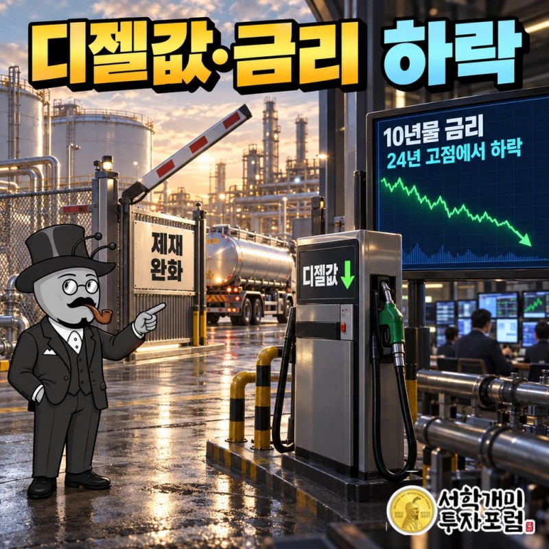 제재를 풀어 디젤 값을 누른 날, 10년물 금리는 24년 고점에서 내려왔습니다