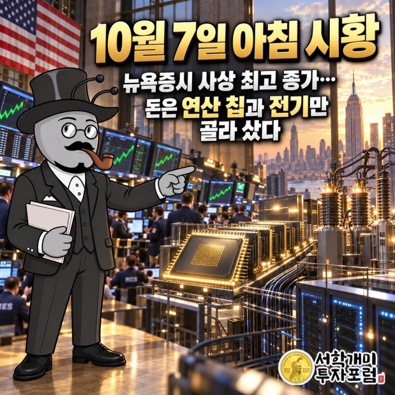 10월 6일 뉴욕 증시, 모자란 칩·전력에는 웃돈이 붙고 늘어나는 저장장치는 값이 깎인 장면