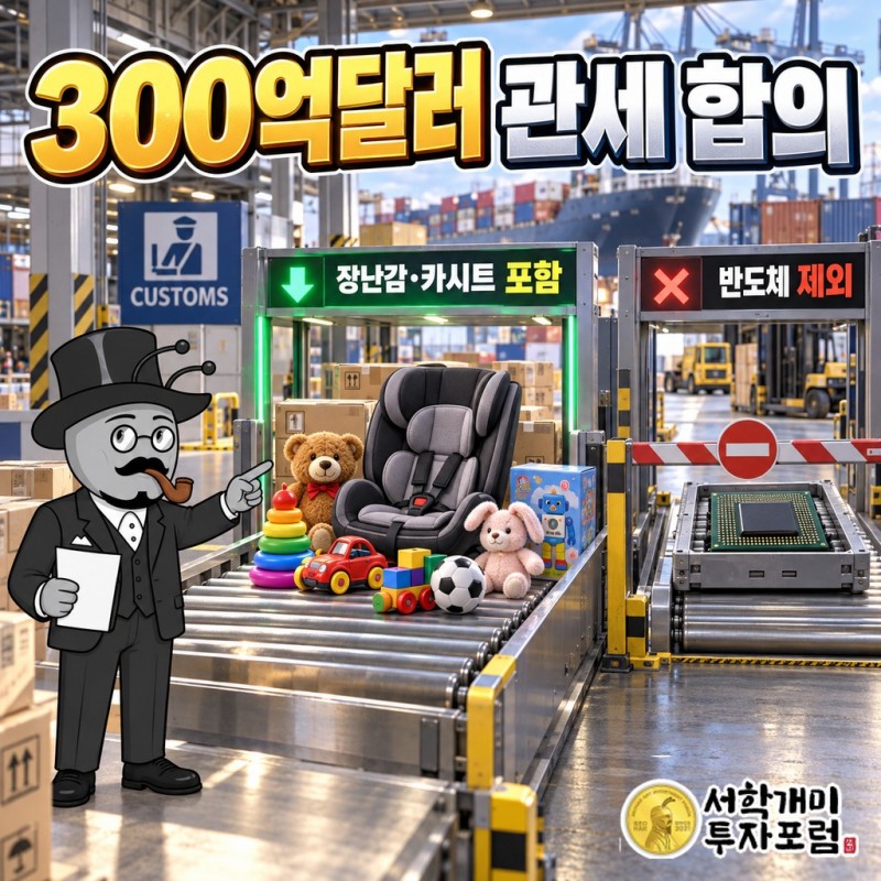 300억달러 관세 합의, 장난감과 카시트는 들어가고 반도체는 빠졌다