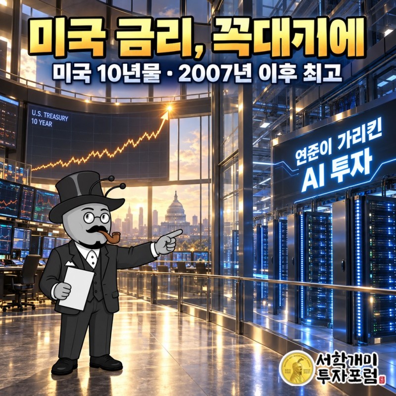 미국 10년물 금리가 2007년 이후 가장 높은 곳에 오르자 AI가 물가 쪽 저울에 올라갔다
