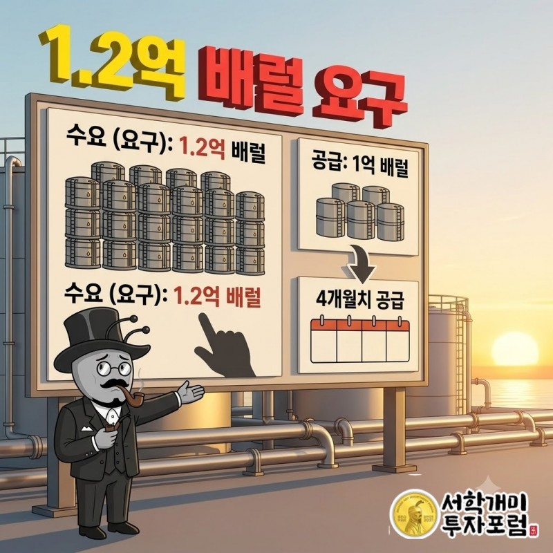 1억 2천만 배럴을 요구했고, 1억 배럴이 4개월짜리로 돌아왔다