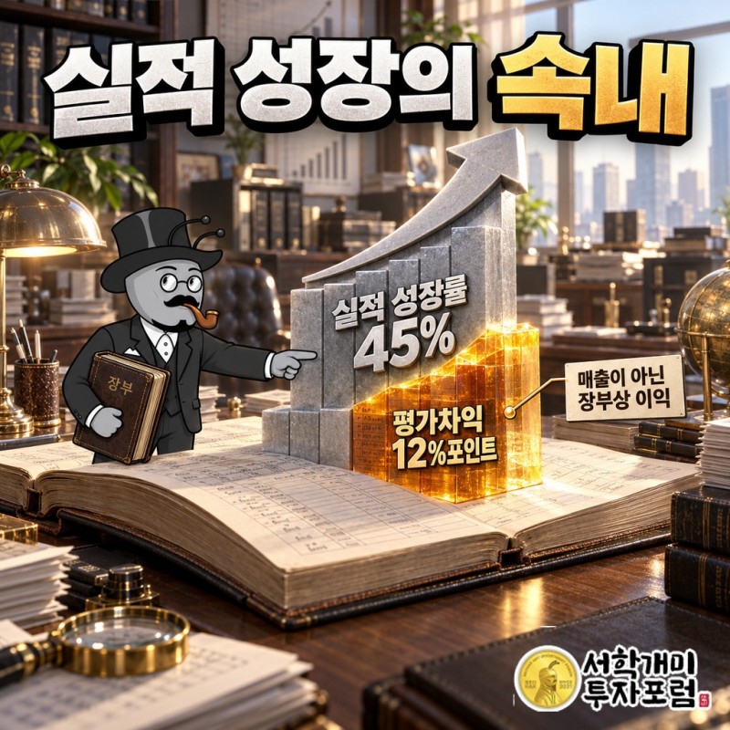 실적 성장률 45% 안에 매출이 아닌 장부 위 평가차익 12%포인트가 섞여 있었다