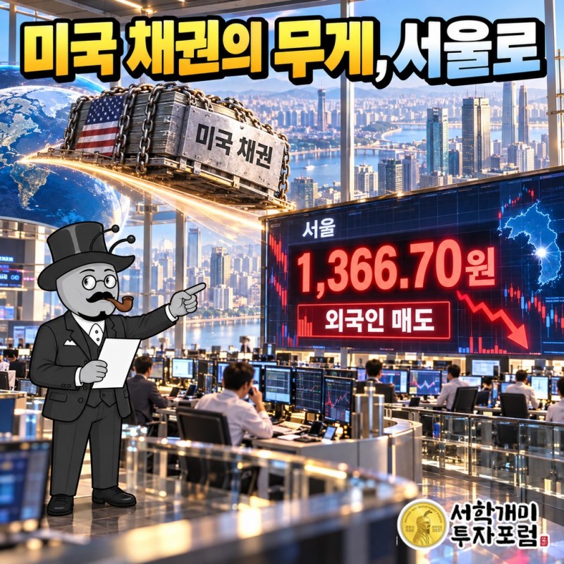미국 채권의 무게가 서울로 건너와 1,366.70원 선에서 외국인 매도의 이름을 정한다