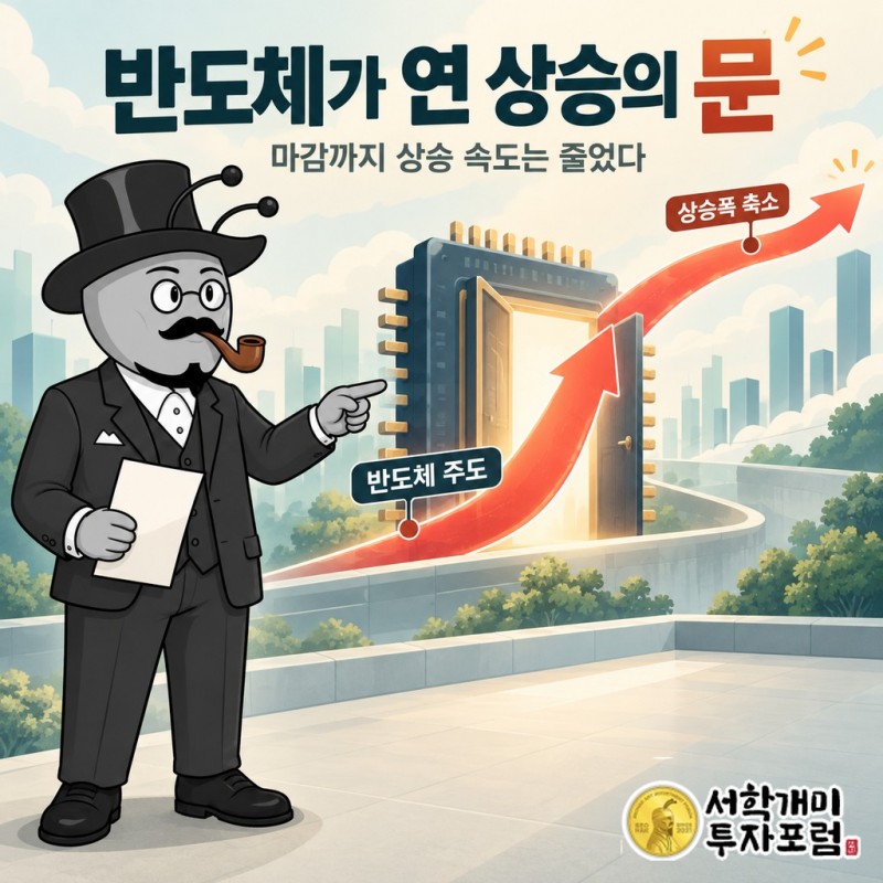 반도체가 연 상승의 문, 마감까지는 좁아졌습니다