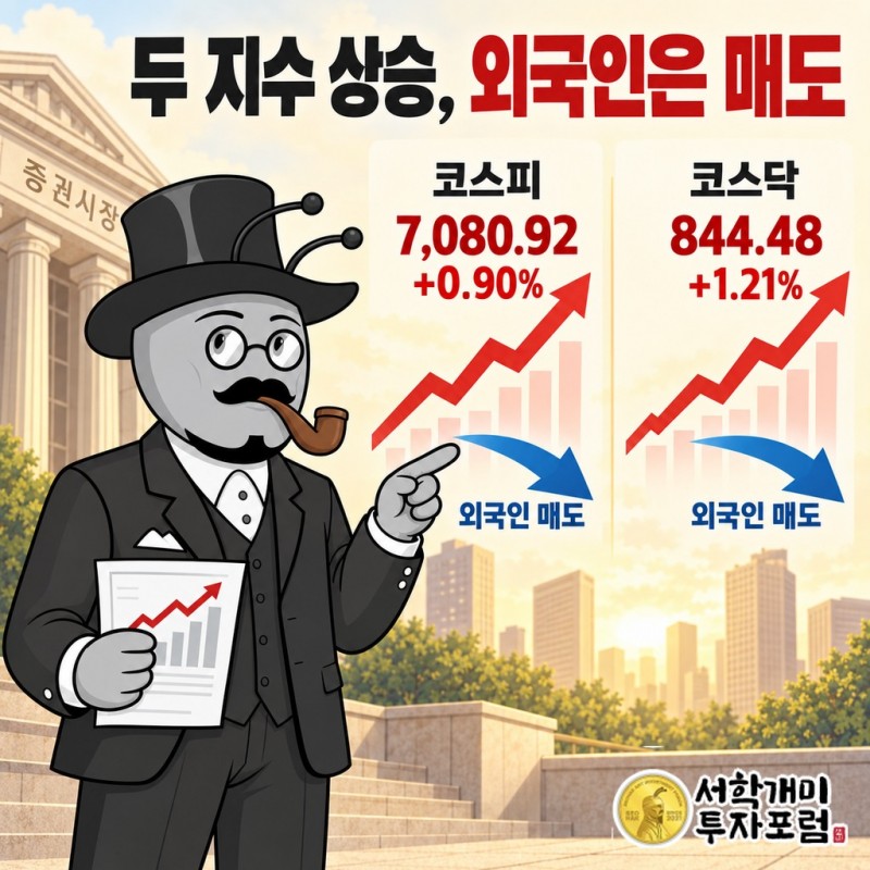 두 지수는 함께 올랐고, 외국인은 함께 팔았습니다