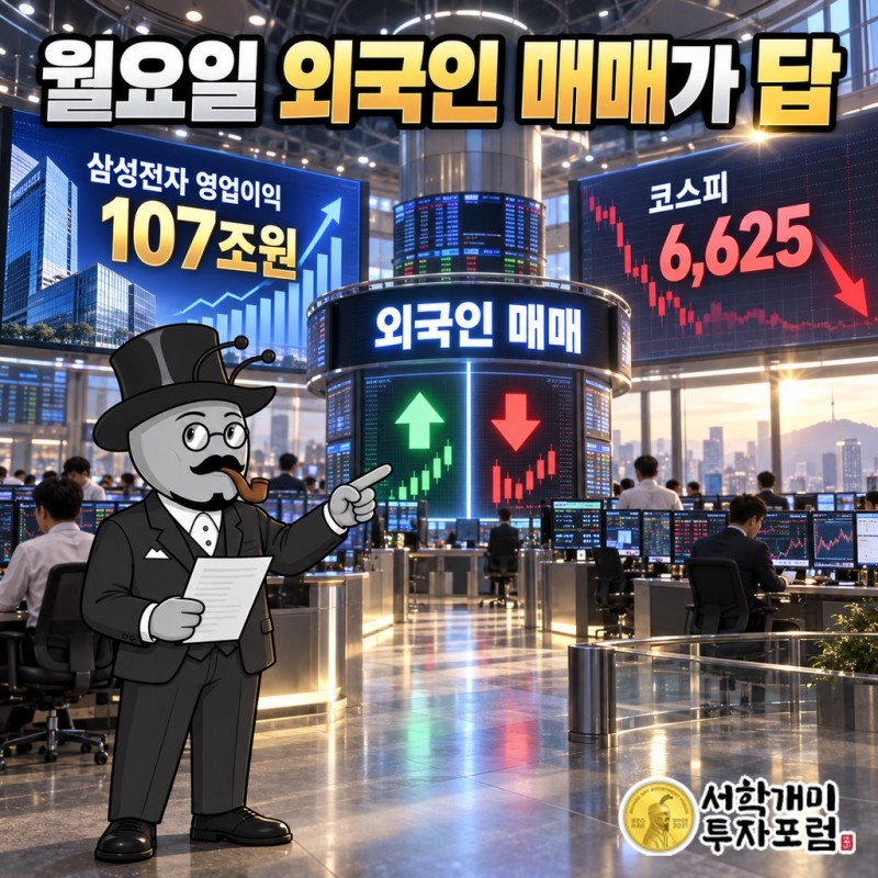 107조원 실적과 6,625 사이, 월요일 외국인 매매가 답을 가른다