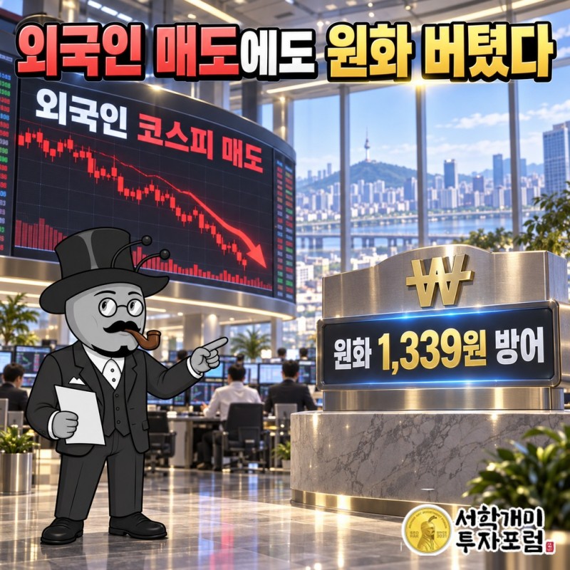 외국인은 코스피를 팔았는데 원화는 1,339원에서 버텼다