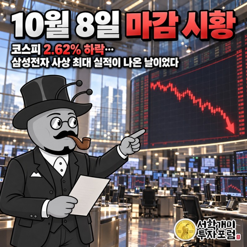 삼성전자 분기 영업이익 107조원 발표 날 2.62% 내려 6,625.93에 마감한 코스피