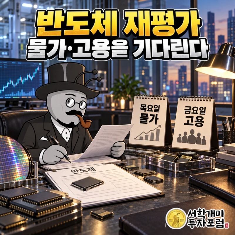 반도체 가격표를 다시 쓰는 손은 목요일 물가와 금요일 고용을 기다립니다