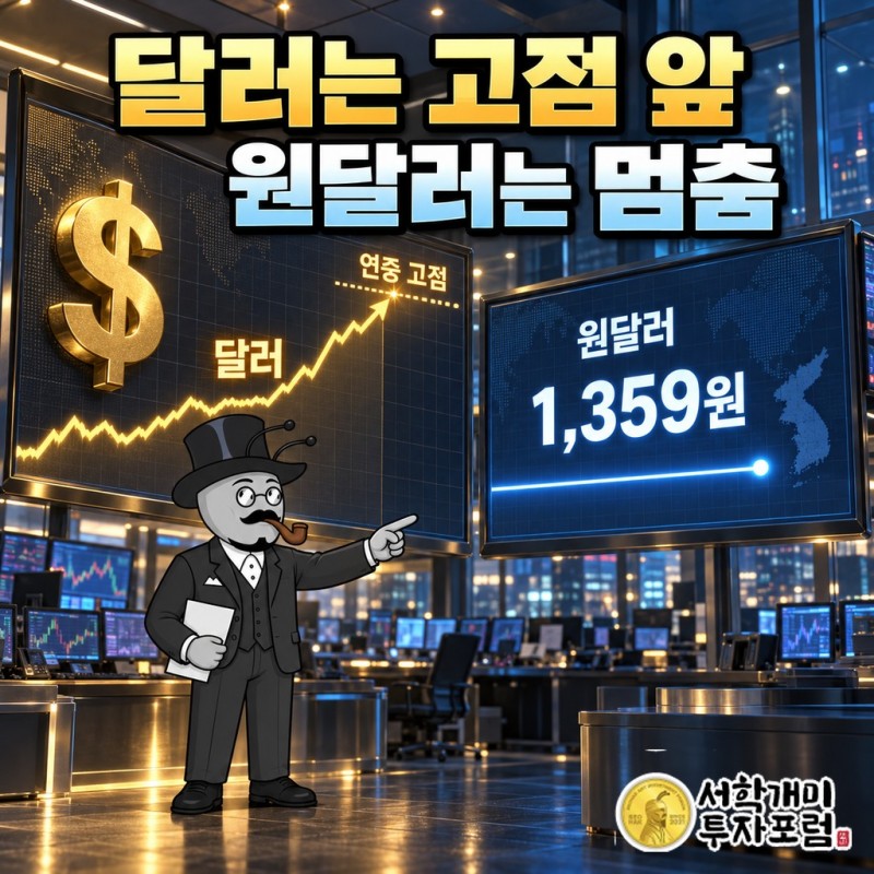 달러는 연중 고점 앞까지 올랐는데 원달러는 1,359원에서 멈춰 섰다