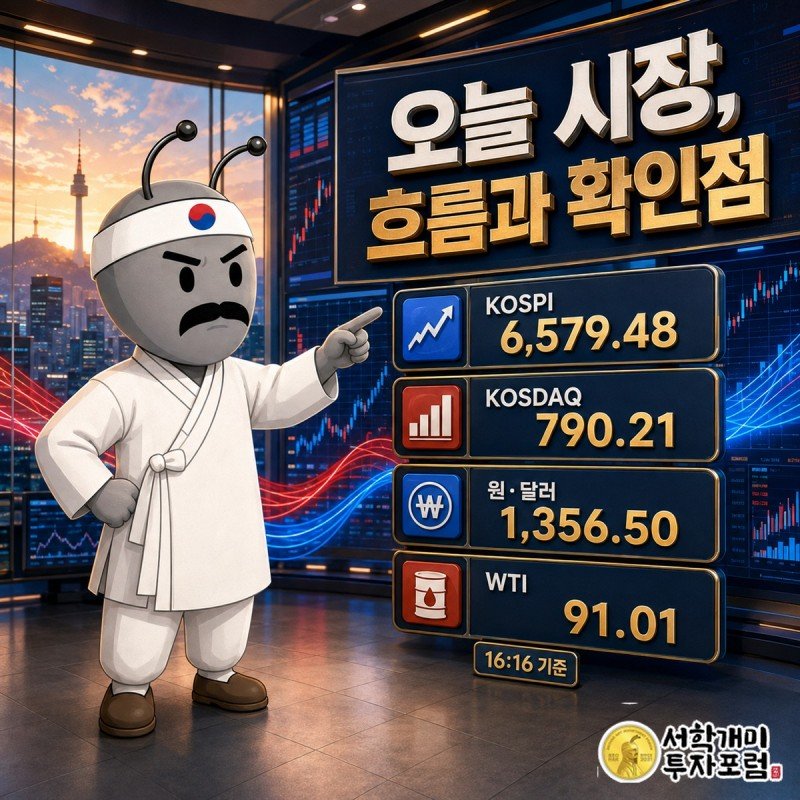 급등락 끝에 강보합으로 마감한 코스피와 약세 코스닥, 환율·금리·유가의 연결을 보여주는 마감 시황