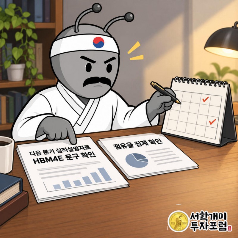 다음 분기 실적설명자료의 HBM4E 관련 문구를 확인해야 한다