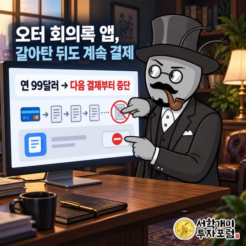 이용자는 오터보다 마음에 드는 회의록 앱으로 옮겼지만 오터 해지는 잊었다