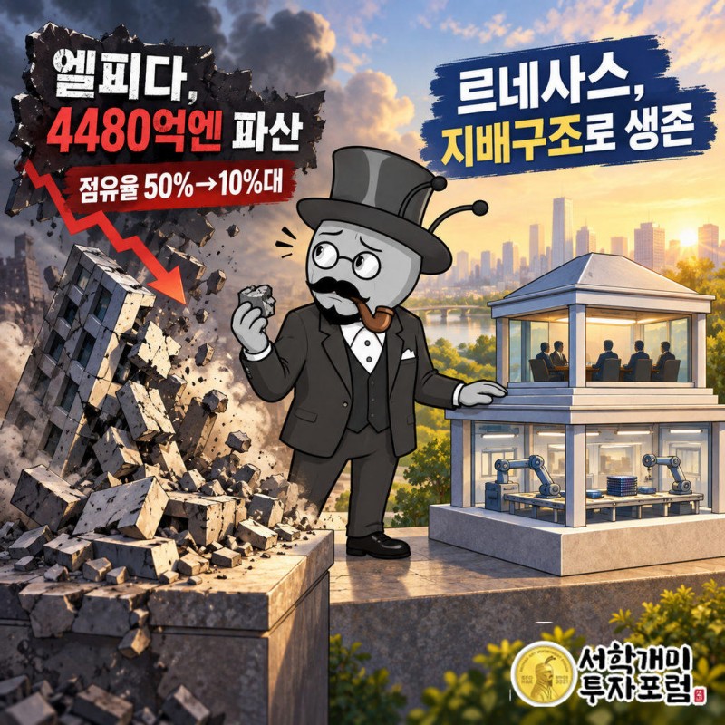 엘피다메모리는 2012년 부채 4480억엔으로 파산했다