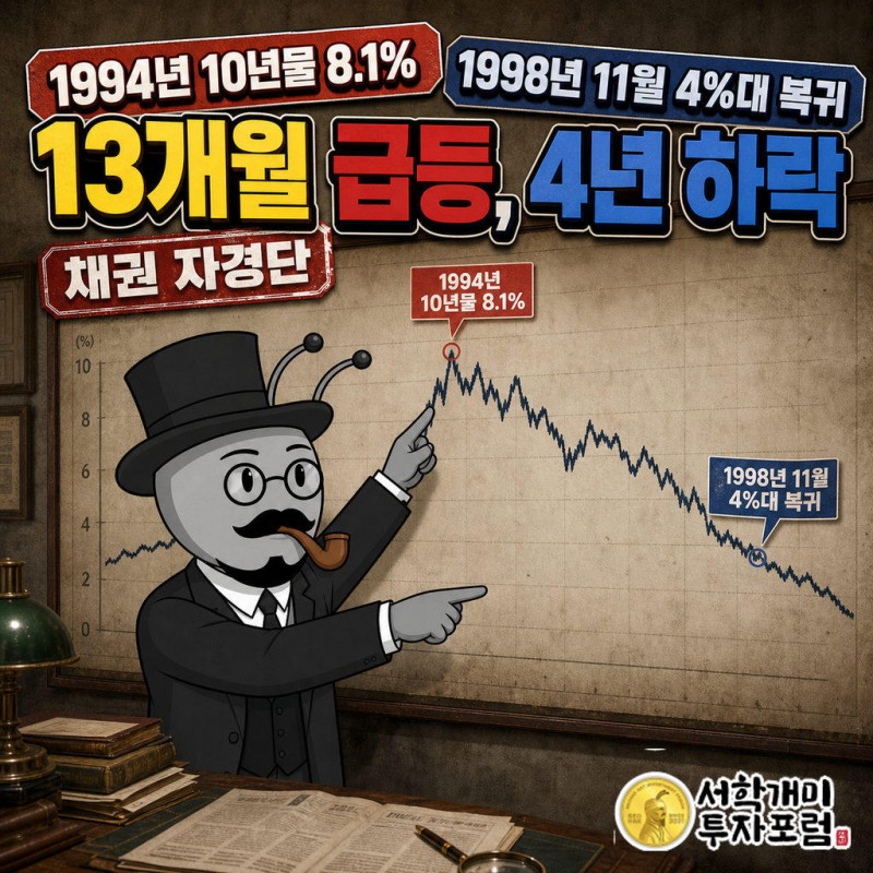 1993~1994년 10년물 금리는 5.2%에서 8.1%로 13개월 만에 급등했다