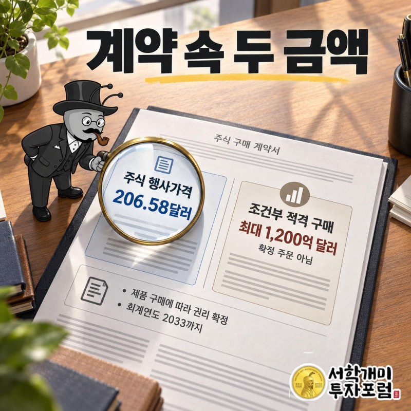 206.58달러는 제품 주문 가격이 아니라 워런트의 고정 주식 행사가격이다.