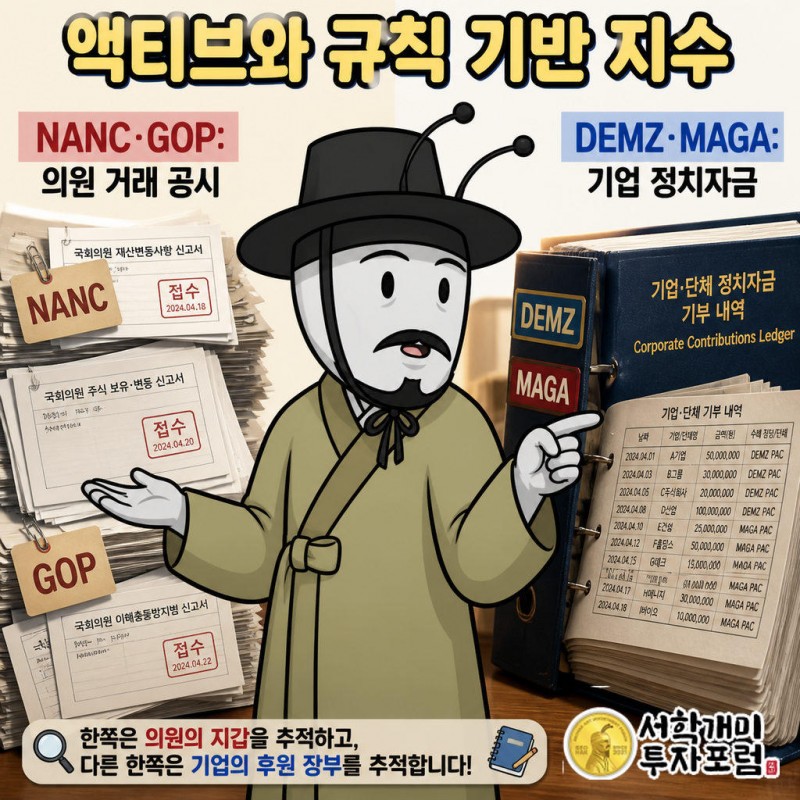 NANC와 GOP는 의원과 배우자의 공시 거래를 보고 운용사가 재량으로 담는 액티브 ETF다