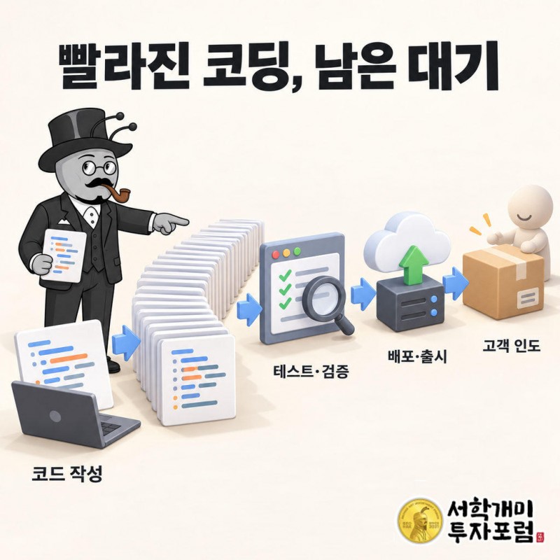 코드 작성 뒤에는 테스트, 검증, 배포와 출시 관리가 필요하다.