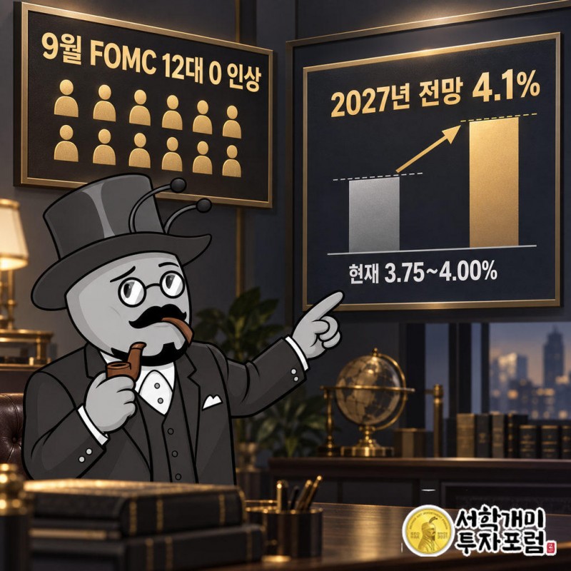 트럼프 대통령이 금리를 낮춰 줄 사람으로 민 케빈 워시 의장이 이끈 9월 FOMC가 12대 0 만장일치로 금리를 올렸다(2023년 7월 이후 첫 인상)